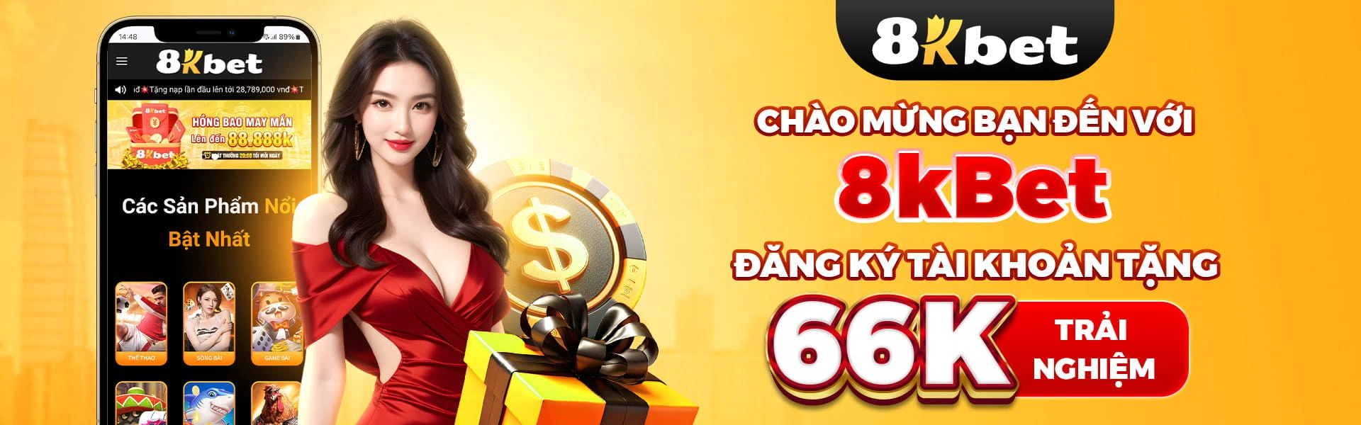 Banner 8KBet về ứng dụng, hỗ trợ và cảnh báo 18+